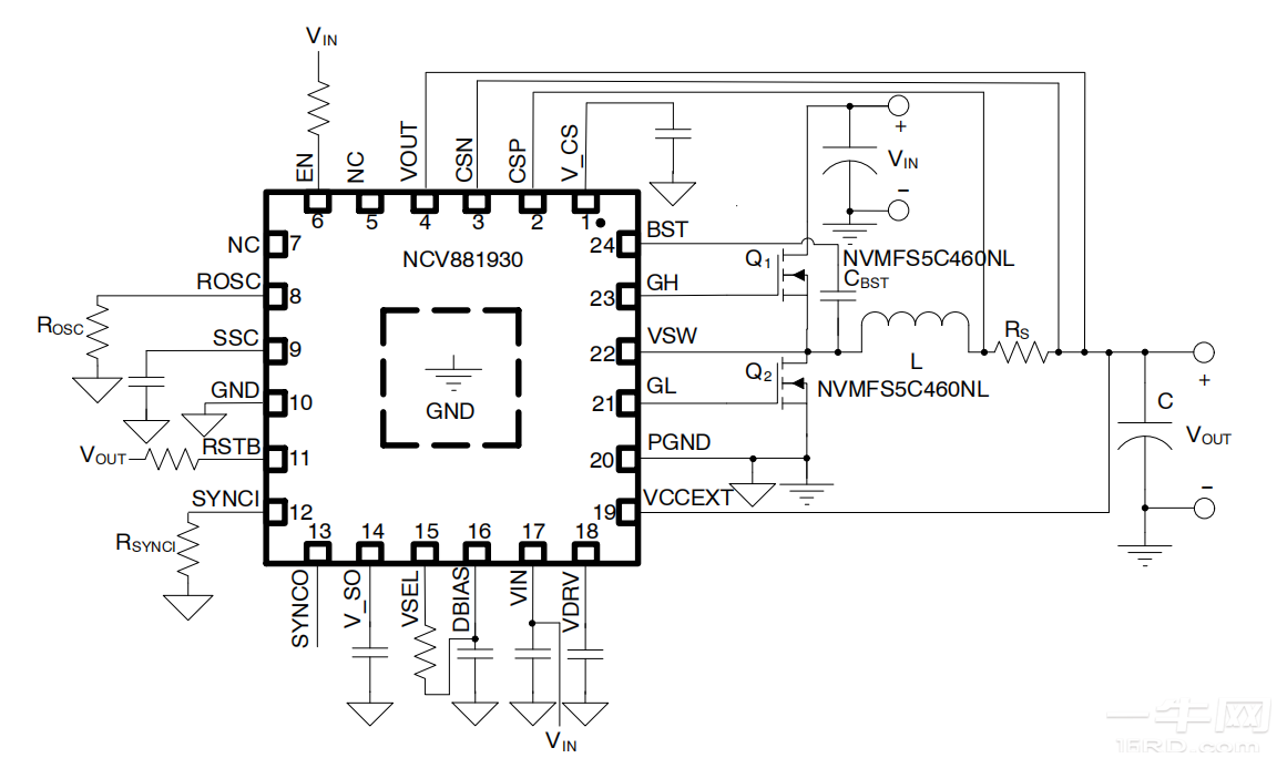 图 1. 5 V 应用原理图示例